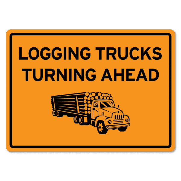 Logging Trucks Turning Ahead Sign