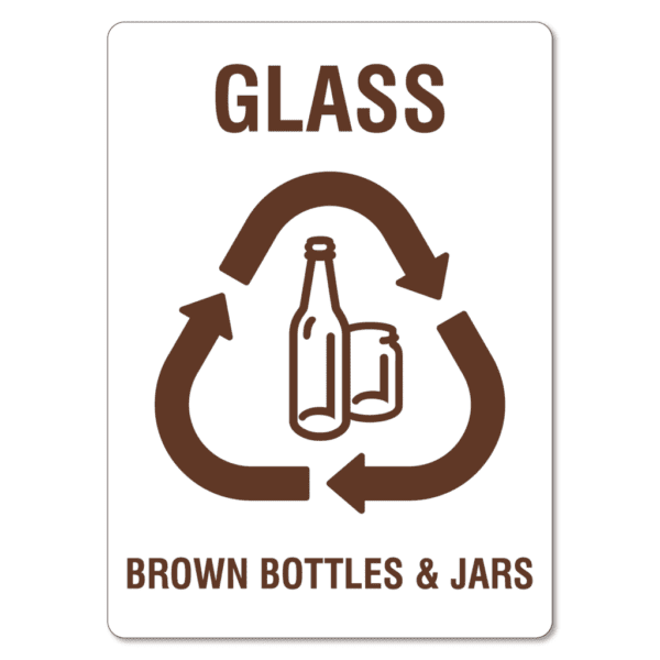 Glass Waste Sign - Brown Bottles & Jars