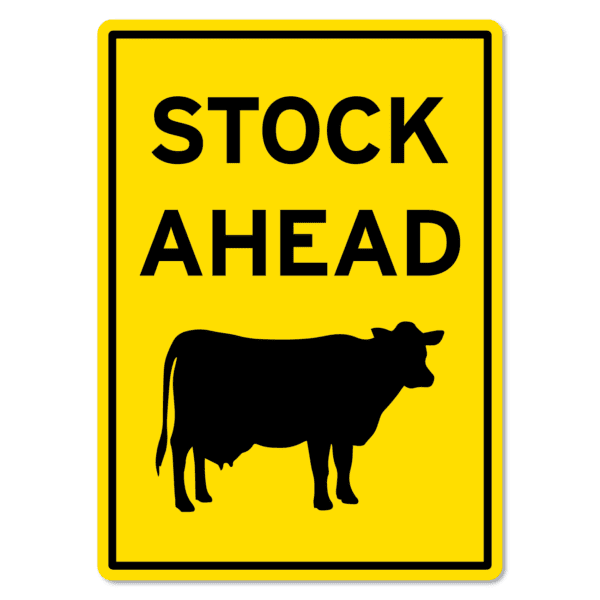 Stock Ahead Sign - Cow