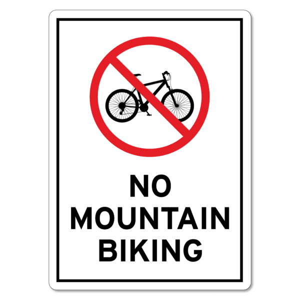 No Mountain Biking Sign