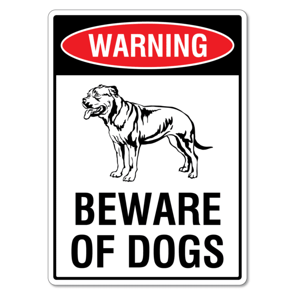 Warning Beware Of Dogs Sign - Staffy