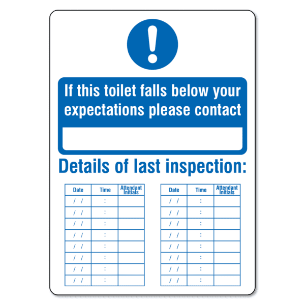 Toilet Inspection Log Sign