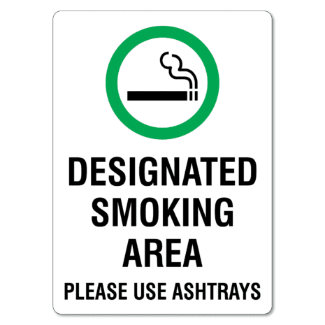 Designated Smoking Area Please Use Ashtrays Sign - The Signmaker