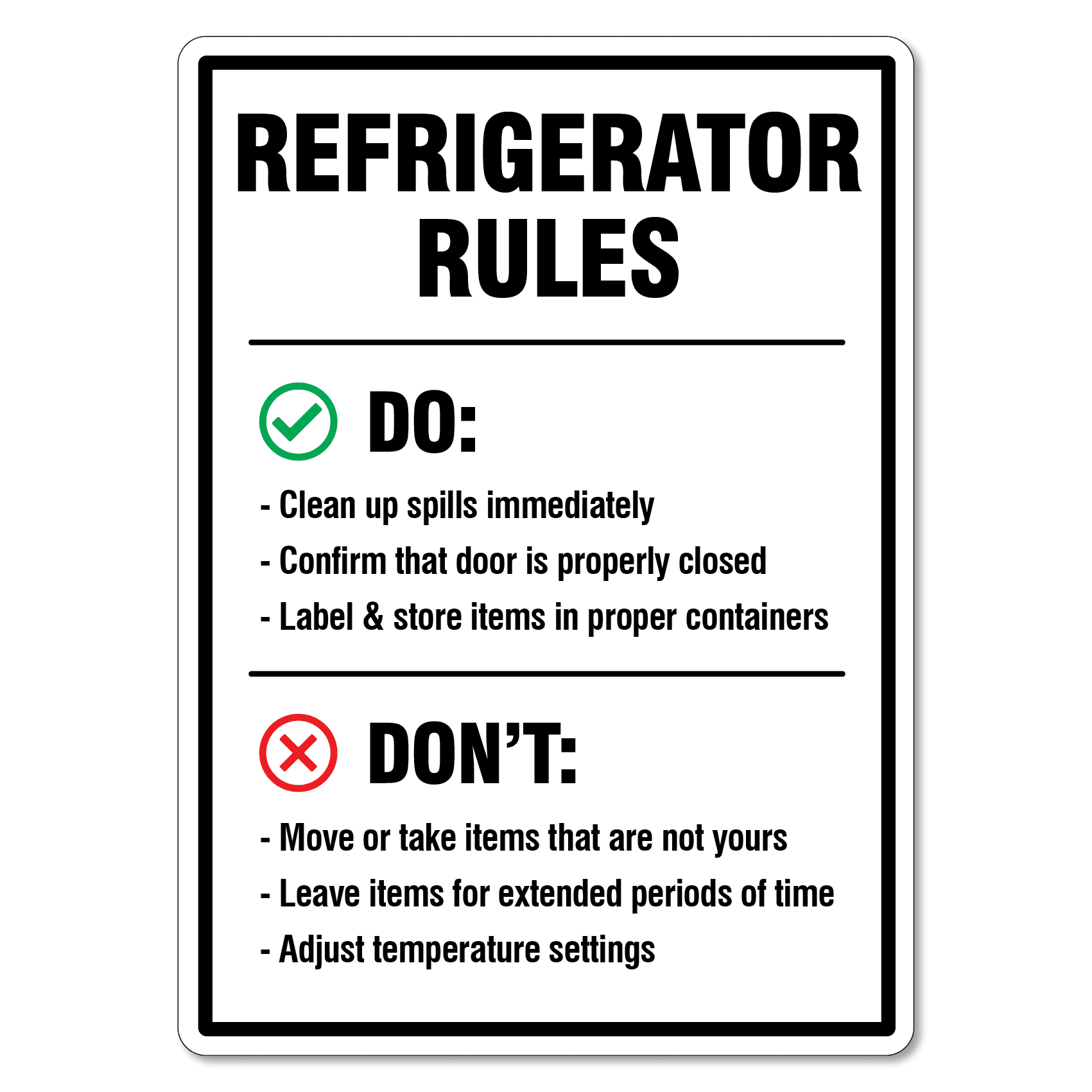 Refrigerator Rules Sign The Signmaker