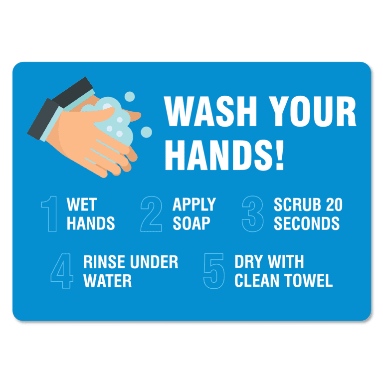 Wash Your Hands Sign - Five Step Process - The Signmaker