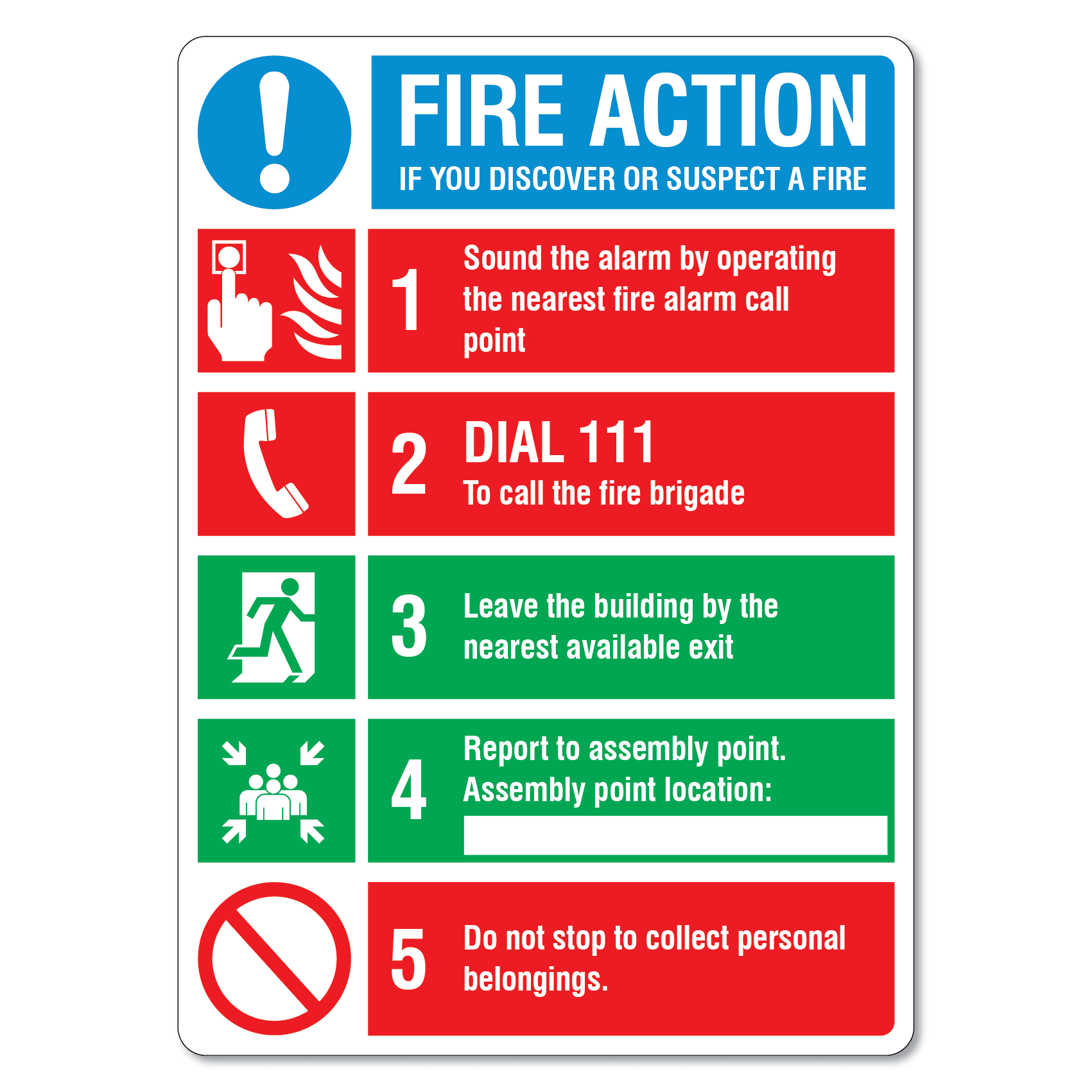 Fire Action Sign - The Signmaker