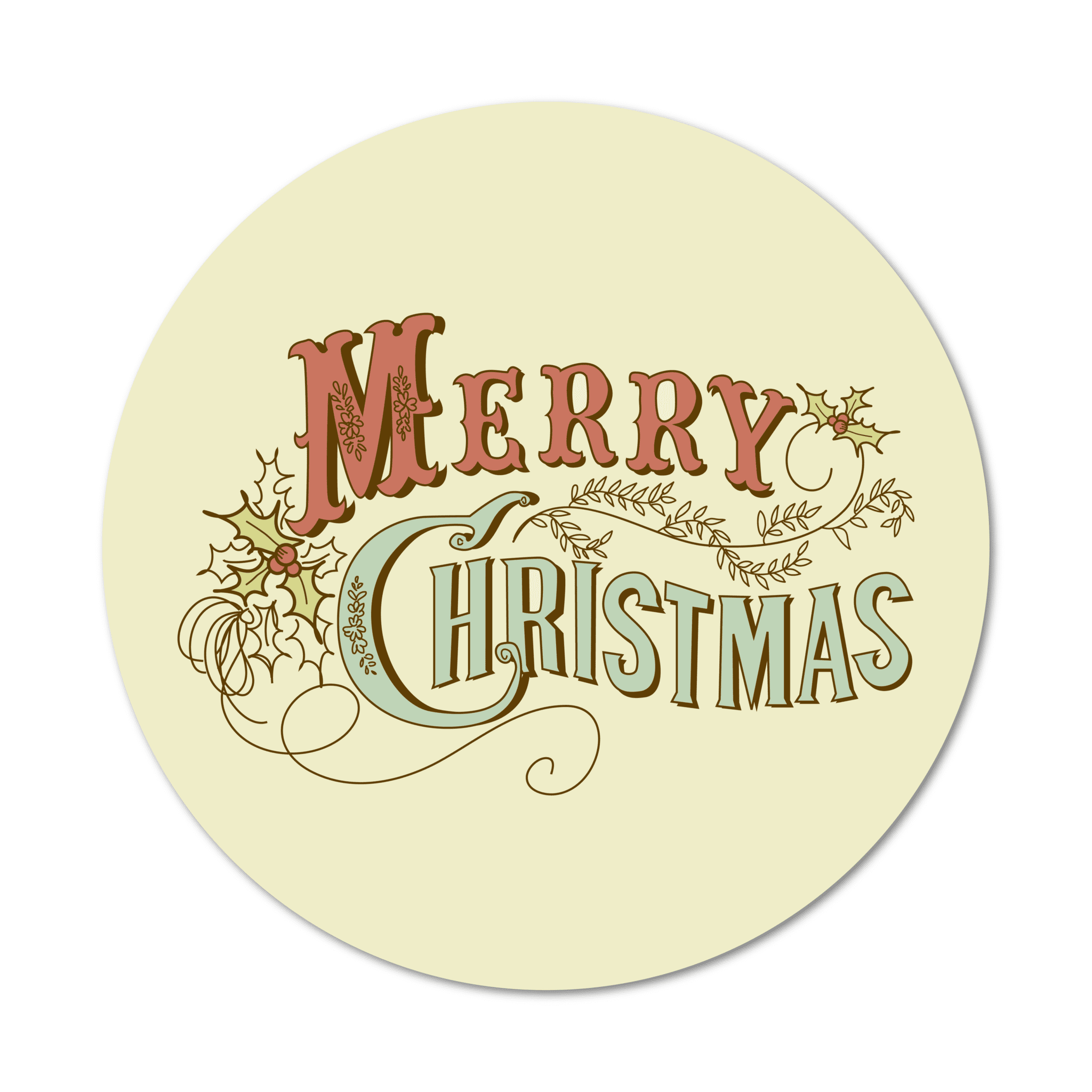 Vintage Merry Christmas Wall Print - The Signmaker