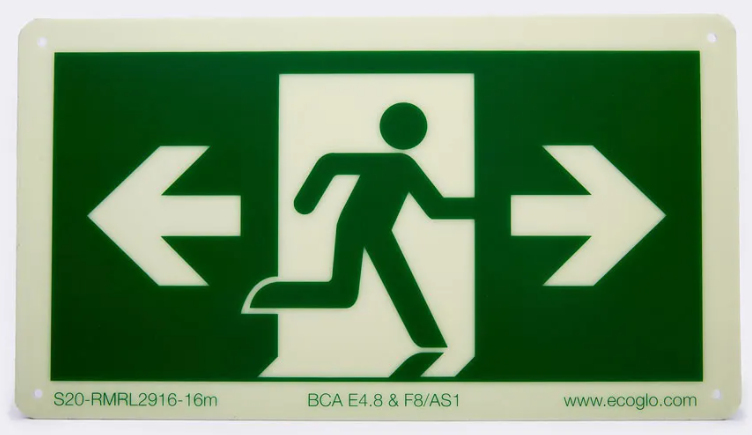 Double Arrow Exit Sign (Luminescent) - The Signmaker