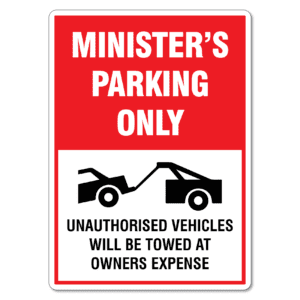 Minister's Parking Only Sign