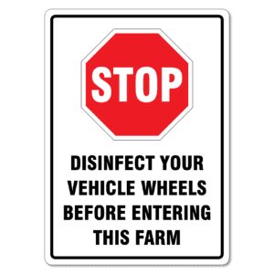 Stop Disinfect Your Vehicle Wheels Sign